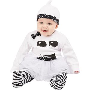Smiffy's - Spook & Skelet Kostuum - Baby Spook Jurkje Kind - Zwart / Wit - 6 - 9 Maanden - Halloween - Verkleedkleding