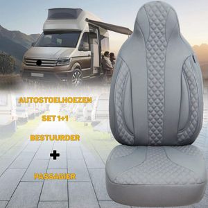 Stoelhoezen voor Citroen Jumper caravan / camper in pasvorm, set van 2 stuks - bestuurder 1 + 1 passagierszijde - WPL - serie - WPL709 - Grijs