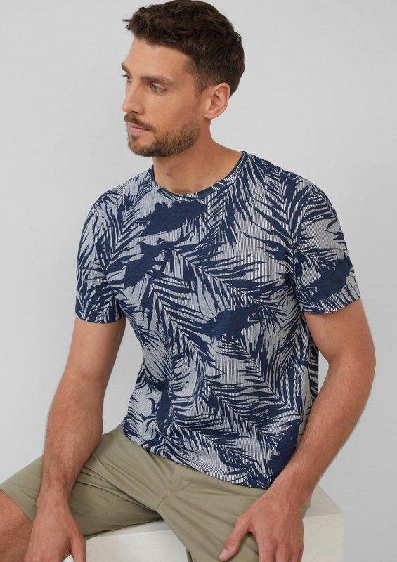 s.Oliver - Shirt - Marine/Wit - T-shirt - Bloemenprint