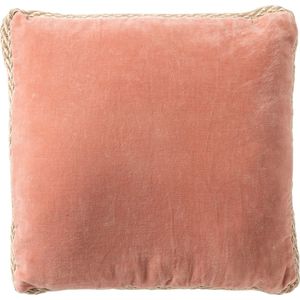 Dutch Decor MANOE - Kussenhoes 45x45 cm - effen kleur - met rand van jute - Muted Clay - roze - met rits