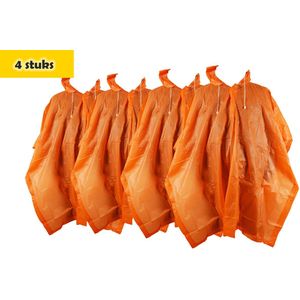 Regenponcho unisex een maat 4 stuks in de verpakking oranje - Regenponcho dames - regenponcho heren Volwassenen