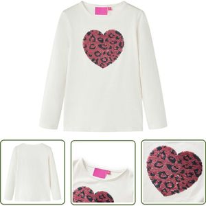 vidaXL Lang Mouw - Kinderhemd - Kindershirt met lange mouwen 92 ecru - Meisjeskleren - Jongenskleren - Babykleertjes