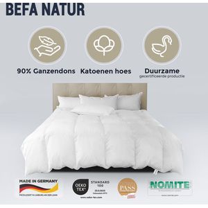 BEFA NATUR All Season Ganzen donsdekbed, 155x220 cm, van 90% ganzendons en 10% veren, Made in Germany