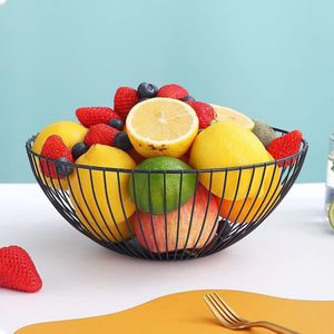 Fruitmand, Fruitschaal, Fruitmand Van Metaaldraad Voor Keuken, Fruitschaal Voor Aanrecht, Mand Voor Fruit, Groenten, Brood, Snacks, Keukengadgets (Rond Kort, Zwart)