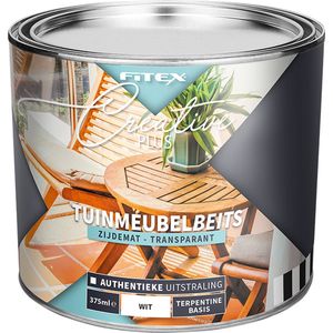 Fitex Creative+ Tuinmeubelbeits Transparant Wit - 375 ml donkergrijs- Beits - Transparant - Buiten - Zijdemat -