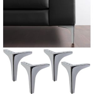 4 x meubelpoten, bankpoten, model META, hoogte 150 mm - poten in elegant design voor fauteuils en kasten 4 metalen poten van ijzer - meubelpoten in chroomkleur - kleur verchroomd
