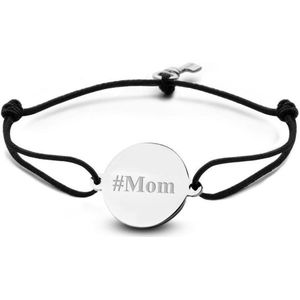 Key Moments 8KM-BE0007 - Armband met stalen tekst bedel en sleutel - #Mom - one-size - zilverkleurig