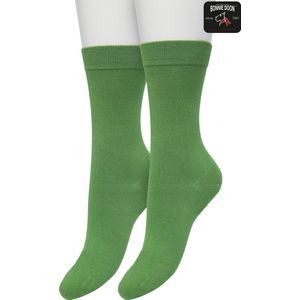 Bonnie Doon Basic Sokken Dames Licht Groen maat 36/42 - 2 paar - Basis Katoenen Sok - Gladde Naden - Brede Boord - Uitstekend Draagcomfort - Perfecte Pasvorm - 2-pack - Multipack - Effen - Groen - Lichtgroen - Loden Frost - OL834222.273