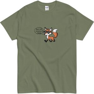 Komische Vos T-shirt - voor Vrouwen en Mannen - Dierenquote - Cartoon Vos - Cadeau Idee - Khaki Groen - 2XL