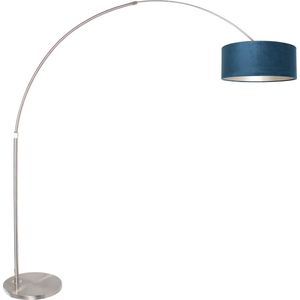 Steinhauer Sparkled Light booglamp - uittrekbaar - 155 tot 215 cm diep - staal met blauwe kap