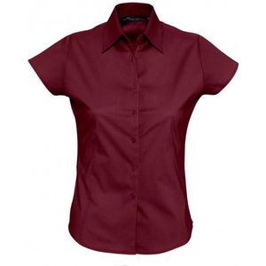 SOLS Dames/dames Overtollige korte mouwen gepast werkoverhemd (Medium Bourgondië)