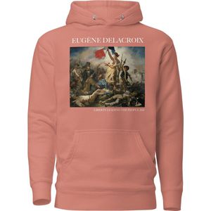 Eugène Delacroix 'Vrijheid leidt het volk' (""Liberty Leading the People"") Beroemd Schilderij Hoodie | Unisex Premium Kunst Hoodie | Dusty Rose | XL