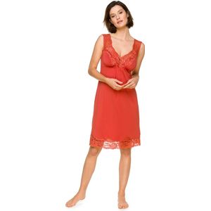Dames Slipdress Rood Milou-Micromodal-Ademend & Vochtregulerend-Diepe Halslijn & Kanten Details-Maat S