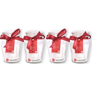 Vanilla Geurkaarsen Gift Set - Set van 4 Geurkaarsen in Glas (Vanilla Geur) - Voor Binnen - Wit - Brandtijd 11 uur - 4.5cm x 7.5cm x 8.2cm