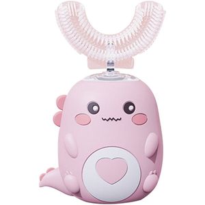 Elektrische kindertandenborstel met 3 reinigingsstanden U-vormige sonische tandenborstel oplaadbaar - roze