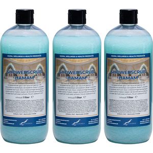 Showerscrub Hamam 1 liter - set van 3 stuks - verfrissende scrubgel - exfoliërende bodyscrub