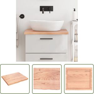 The Living Store Wastafelblad 60x50x(2-4) cm behandeld massief hout lichtbruin - Wastafelblad - Eikenhouten Wastafelblad - Keukenblad - Badkamermeubel - Handgemaakte Wastafel