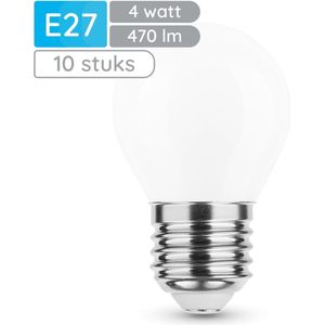 Modee E27 LED Lamp 4W - 470lm - 2700K - Warm Wit - LED Filament Melkglas Globe Mini P45 - Vervangt 40W Halogeen Gloeilamp - 10 stuks