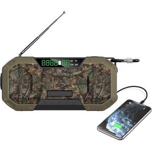 Noodradio - Radio op batterijen - Oplaadbare radio - SOS Alarm - Oplaadbaar via Batterij, Zon, USB en Opwinden - Powerbank - Zaklamp - AM/FM - Zakradio - USB C kabel - Emergency radio - Survival radio