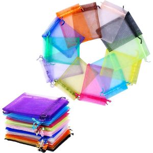 Mesh tas multifunctionele opbergtas sieradentas touwzak met strikken - 60 stuks, geschenkverpakkingen feestgeschenkzakjes