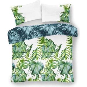Tropical Leaf beddengoed - Botanische Palm Bladeren dekbedovertrek met 2 kussenslopen - Lits-Jumeaux maat