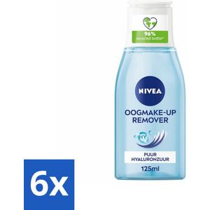 6 x NIVEA - Oogmake-up Verwijderaar - Reinigingslotion - Puur Hyaluronzuur - 125 ml - Oogmake-up Remover - Oogreiniging - Gevoelige Huid - Oogmake-up Verwijderen - Waterproof Mascara
