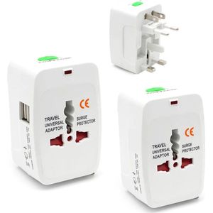 Universele Wereldstekker met 2 USB poorten - Reisstekker - Internationale Reisstekker voor 150+ landen - Amerika (USA) - Engeland (UK) - Australië - Azië - Zuid Amerika - Afrika - Wereldstekkers