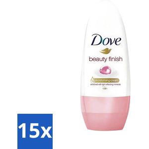 Dove - Deodorant - Roll-On Beauty Finish - Soepele geur en verzorging - 50 ml - Bulkverpakking - 15 stuks