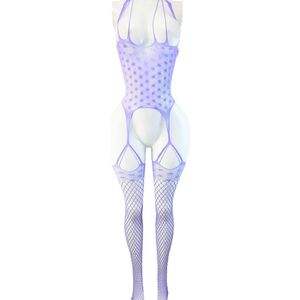 BamBella ® - Panty pak -Onesize - body suit - Dames - Onesize - Erotische jumpsuit van kant lingerie paars