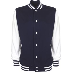 Varsity Jacket unisex merk FDM maat L Donkerblauw/Wit