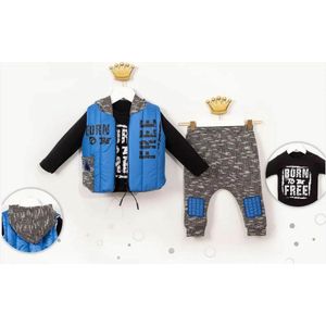 3-pce kledingset -baby / jongen kleding - Maat: 18 maanden / 1,5 jaar - kleur van blauw - sweater bodywarmer