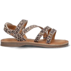 Braqeez 425012-506 Meisjes Platte Sandalen - Beige - Leer - Klittenband