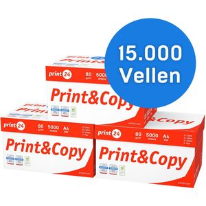 print24 Printerpapier kopieerpapier 15000 vellen 30 x 500 A4 80g premium wit PEFC-gecertificeerd
