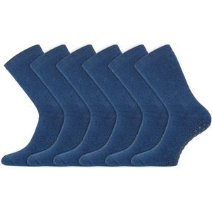 Huissokken | ABS Antislip zool | Merk: Basset | Kleur: Jeans blauw | Maat: 35 t/m 50 | 6 Paar