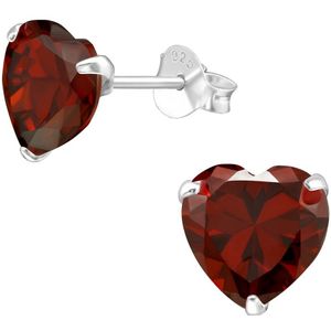 Montebello Oorbellen Elsie Red - 925 Zilver E-Coating - Hart - Ø8mm