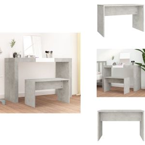 vidaXL Kaptafelkruk - Kaptafelkrukken - Kaptafel Kruk - Kaptafelkrukje - Kaptafelkruk 70x35x45 cm bewerkt hout betongrijs
