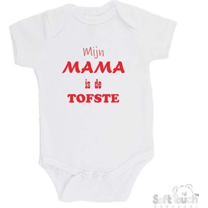 100% katoenen Romper ""Mijn Mama is de TOFSTE"" Moeder Moederdag Unisex Katoen Wit/rood Maat 56/62