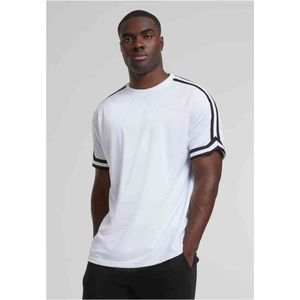 Urban Classics - Oversized Stripes Mesh Heren T-shirt - S - Wit