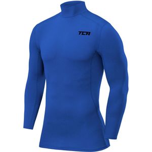 TCA Jongens Pro Performance Compressie Basislaag Lange Mouw Thermische Top - Mock Hals - Helderblauw, 6-8 Jaar