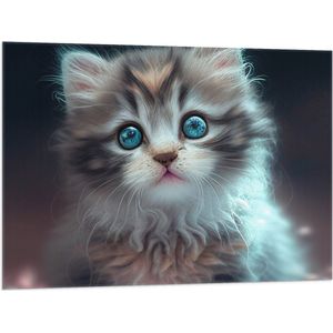 Vlag - Aandoenlijke Kitten met Helder Blauwe Magische Ogen - 100x75 cm Foto op Polyester Vlag