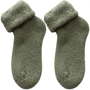 Warme winter sokken dames groen - 1 paar - maat 36-40 - wol - gevoerd - damessokken - cadeautip