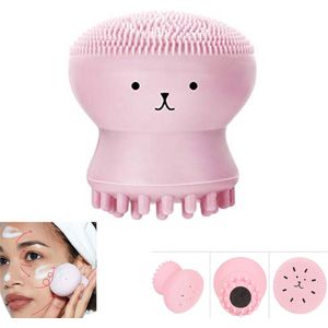 Octopus gezichtsreinigingsborstel - Octopus gezichtsmassager - Roze - Masserende reinigingsborstel - Dubbelzijdige siliconen Octopus gezichtsreinigingsborstel - Reinigingsborstel - Draagbare kwallen siliconenborstel - Zachte exfoliatie - Reinigt mee-