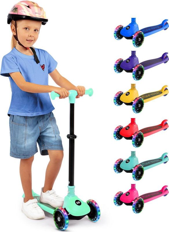 SereneLife - Kinderstep - 3-Wiel - Opvouwbaar - Verstelbaar Stuur - LED Verlichting