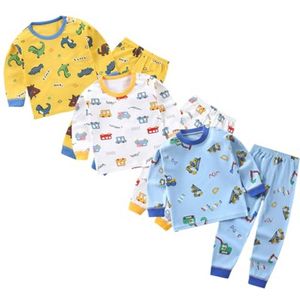 Jongens Pyjama Set 3 Stuks met Dinosaurus, Robot en Tractor Print - Lange Mouwen Katoen Nachtkleding voor Kinderen