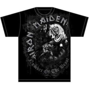 Iron Maiden - Number Of The Beast Grey Tone Heren T-shirt - L - Zwart