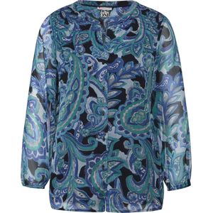 Street One LTD QR Printed chiffon Dames Blouse - intense aqua - Maat 44