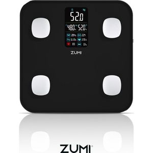 Zumi - Slimme Weegschaal - Personenweegschaal met Lichaamsanalyse - 17 lichaamsanalyse metingen - tot 180KG. - Gratis App - Zwart