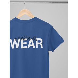 Oversized shirt - Wurban Wear Duo - Wurban Wear | 2XL/5XL | T-shirt | Merk kleding | Unisex tshirt | Streetwear | Pump cover | Techno outfit | Merk shirt | Gym shirt | Urban | Grote maten tshirts heren | Grote maten shirts dames | Wit & Blauw
