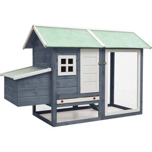 The Living Store Kippenhok - Grootte 170 x 81 x 110 cm - Draadgaas - Hoogwaardig houten frame - Groen dak - Gemakkelijke montage