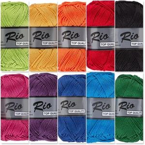 Lammy yarns Rio katoen garen pakket - diverse kleuren - 10 bollen